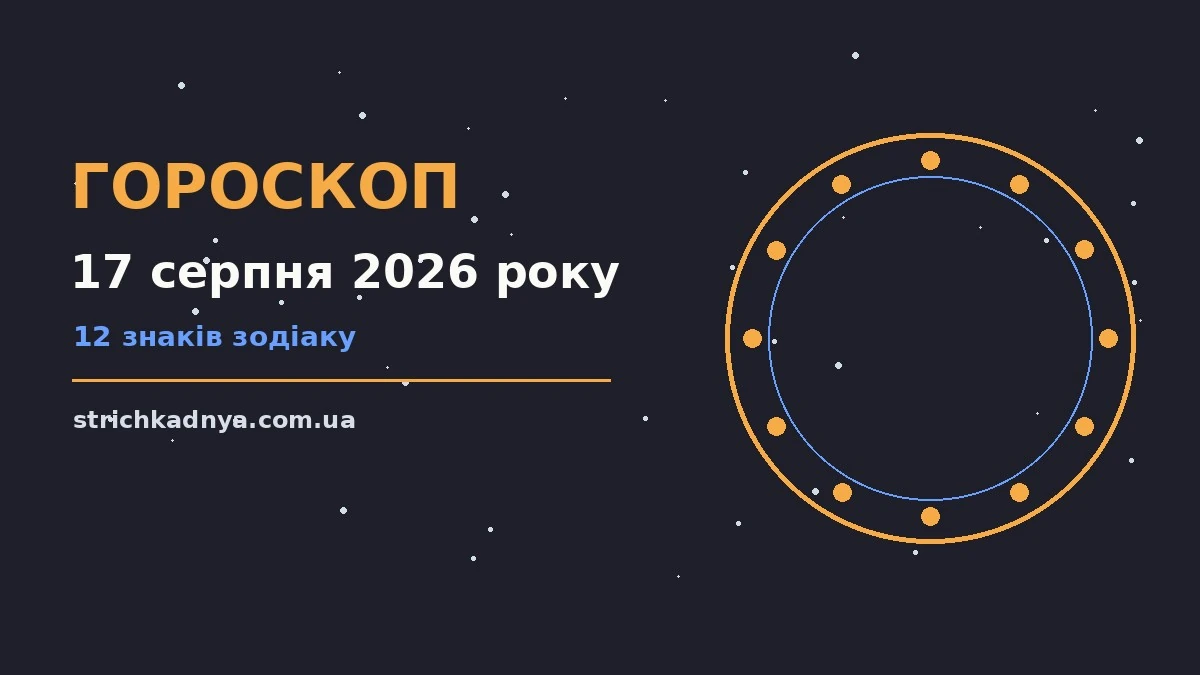 Щоденний гороскоп на 17 серпня 2026 року, зоряний фон і знаки зодіаку