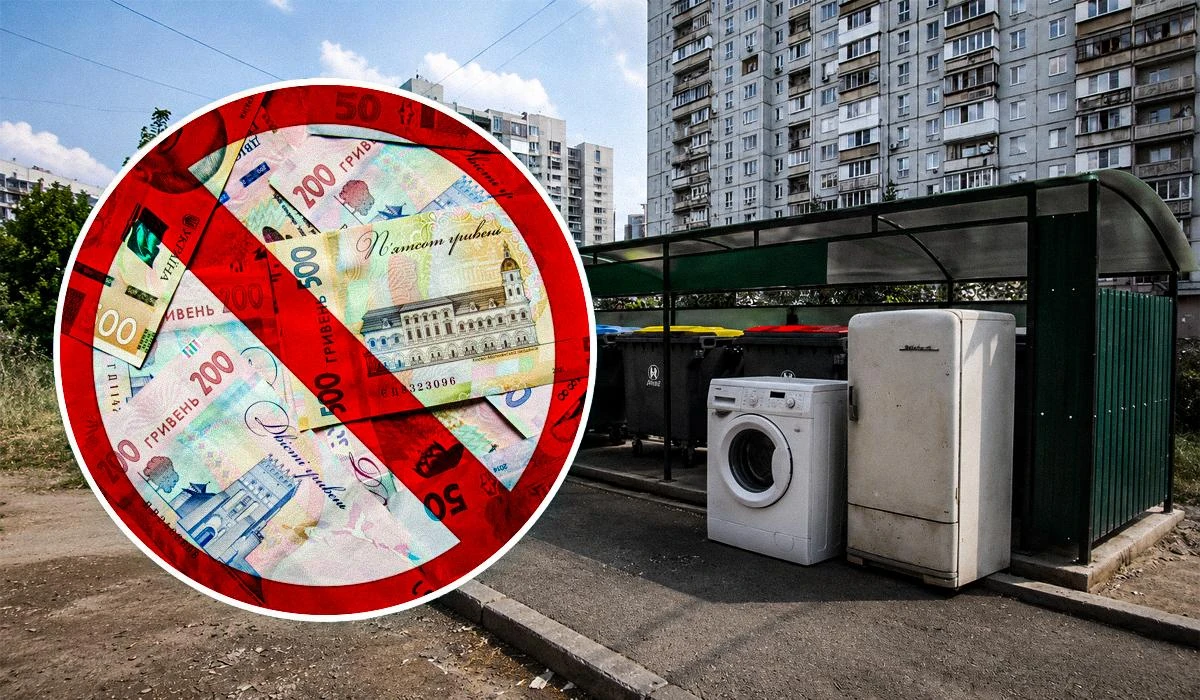 Стара великогабаритна побутова техніка біля контейнерів